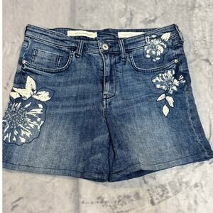 Anthropologie Pilcro and The Letterpress Embroidered Jean Shorts Size 29, floral